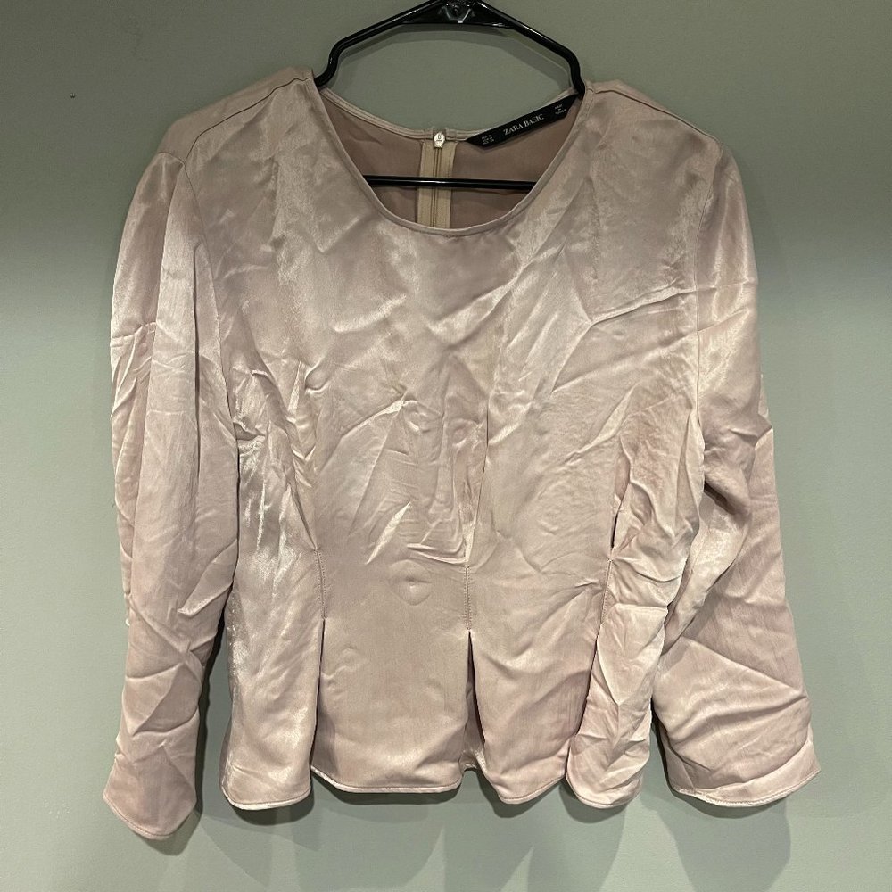 Zara Basic Dusty Rose Silky Women's Blouse